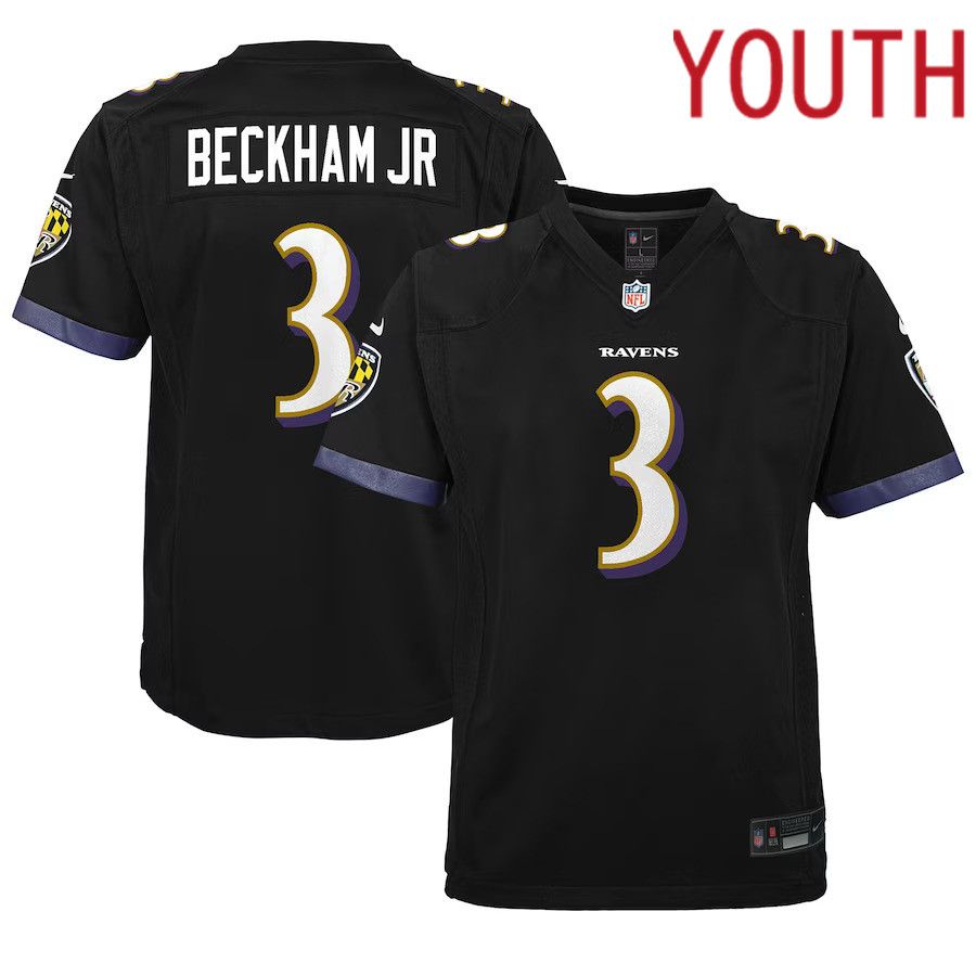 Youth Baltimore Ravens 3 Odell Beckham Jr. Nike Black Alternate Game NFL Jersey
